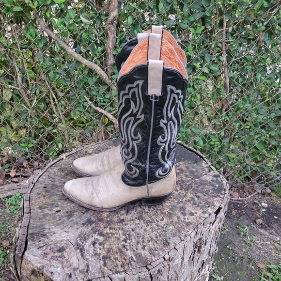 Vintage Men Leather Cowboy Boots By Impearial size 9D/Men Go Western Style Boots - Picture 7 of 8